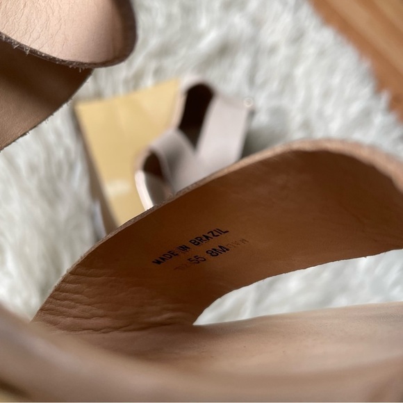 Diane von Furstenberg DVF Rose Gold Pumice Beige Leather Strappy Opal Wedges 8 - Picture 10 of 11